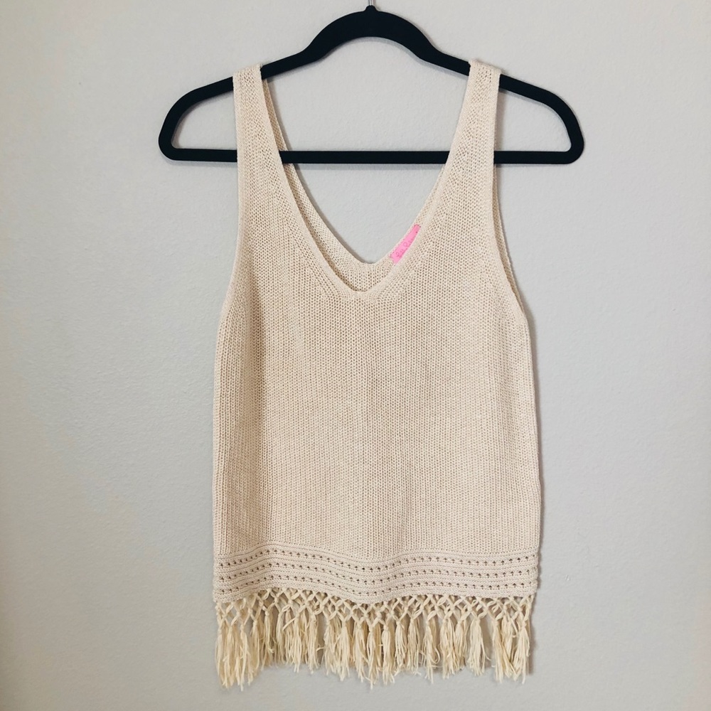 Lilly Pulitzer champagne sweater fringe tank